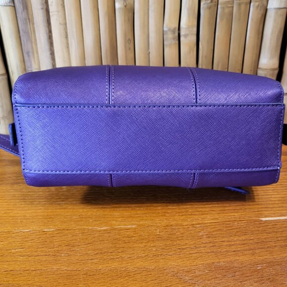 Joy Mangano E*Lite Metallic Leather Crossbody Purse Purple - Picture 4 of 8